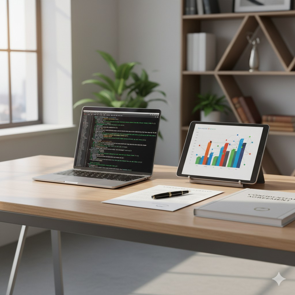 Abogados de IA y Nuevas Tecnologías en Madrid asesorando sobre un proyecto digital